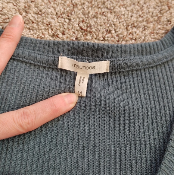 Women's Ribbed Button Top - Picture 2 of 3